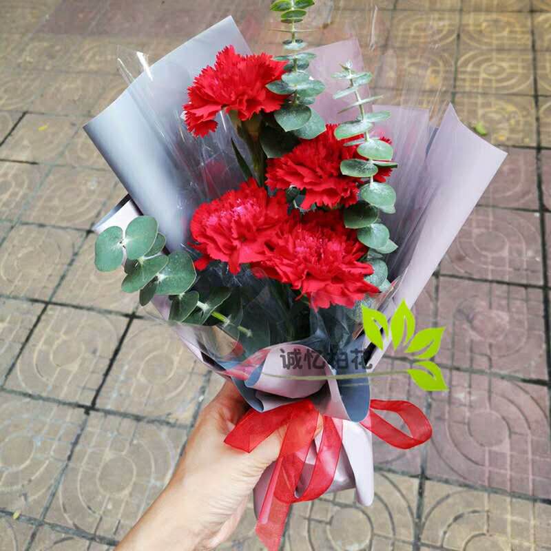 4朵红康乃馨小花束